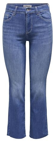 ONLY Femme Onlann-Kenya MW CR AK Fla DNM Soo618noos Jean Évasé, Medium Blue Denim, XL EU