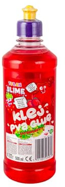TUBAN Colle PVA Parfumée 500 ml - Parfaite pour faire du Slime - Parfum et Couleur Incroyables - Colle à Papier pour Jouer - Papier et Carton - Parfum Fraise - Rouge