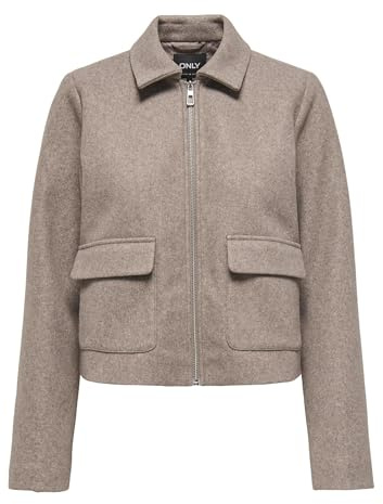 Onlvela - Giacca corta con zip Otw, grigio tortora., S