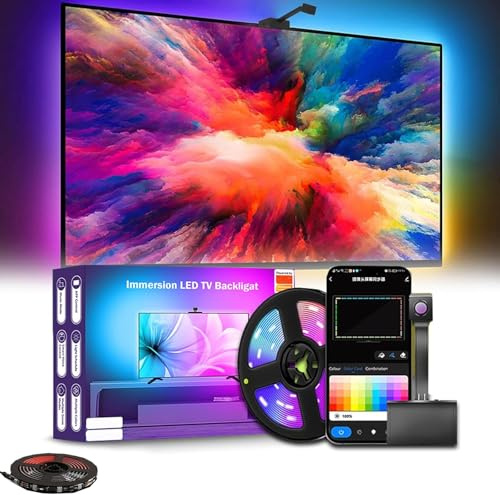 LinZong Glowsync HD – Smart LED TV Backlight Strip with Real-Time Screen Sync, LED Strip Lights Sync Color Changing to Game & Music, with App and Remote Control, USB Powered (for 65-75 inch TVs)