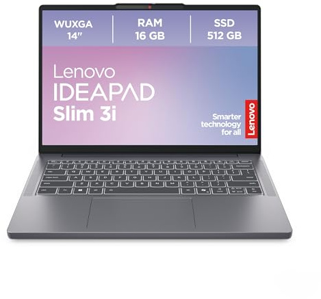 Lenovo IdeaPad Slim 3i Laptop | 14 WUXGA Display | Intel Core i5 13420H | 16GB RAM | 512GB SSD | Intel UHD Grafik | Win11 | QWERTZ | Luna Grau | 3 Monate Premium Care