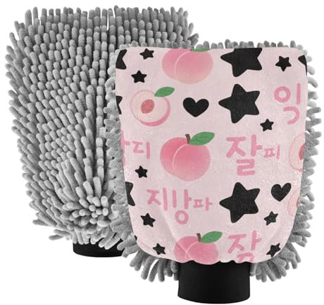 Guanto in microfibra rosa in stile coreano per auto senza graffio guanto da lavaggio per auto guanto sicuro pulito