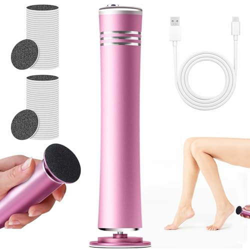 Electric Foot File Hard Skin Remover, Foot File with 60 Sand Paper Discs, 2025 New Electric Callus Remover, Hard Skin Remover Foot Foot Sander for Dry Dead Skin Cracked Heels Calluses (Pink)