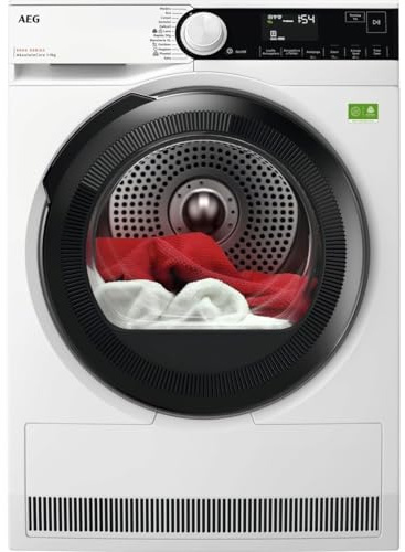 AEG TR8HD9A Asciugatrice a Pompa di Calore, Serie 8000, 9 kg, Classe A, 12 Programmi, Tecnologia AbsoluteCare, PreciseDry con Sensori di Umidità, 61 dB, Tipologia filtro: Easy Flow 850x596x636 mm