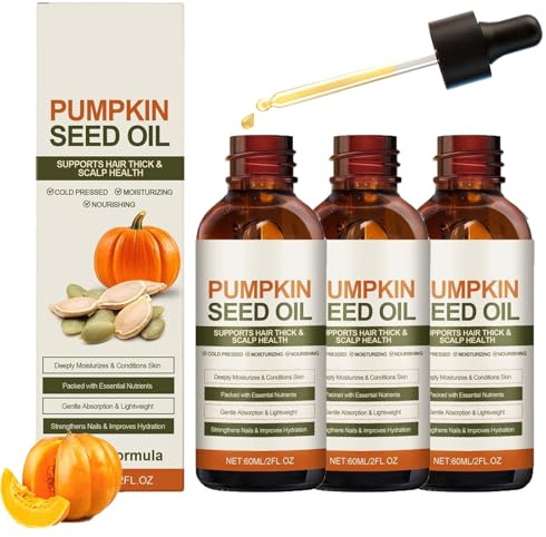Pumpafröolja, 100 % ren ekologisk pumpafröolja för användning på hår, för att återfukta och reparera torrt och skadat hår, stimulerar hårväxt och
