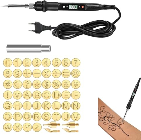 Penna per legna – Incisione controllabile con timbri a caldo | Kit di incisione regolabile per lavoratori professionali del legno | Strumento di scrittura pirografia per intaglio, design, lettere