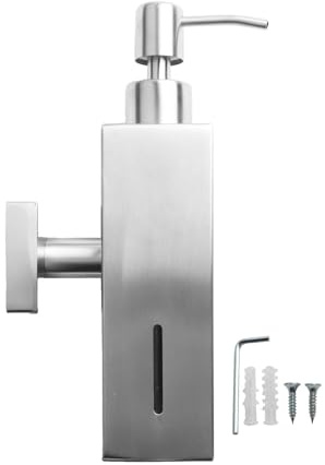 Homeponnew Dispenser di sapone manuale in acciaio inox spazzolato, montaggio a parete, per bagno dell'hotel, design quadrato, argento o nero