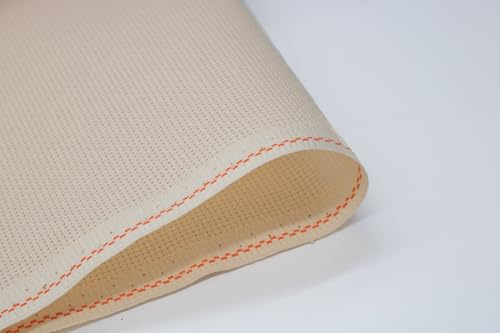 RIOLIS - Zweigart Aida 18 ct Beige 3428/264, Tessuto per Punto Croce 50x50 cm, Tela Aida 18 ct per Ricamo e Mezzo Punto, Tessuto in Cotone per Ricamo a Punto Croce
