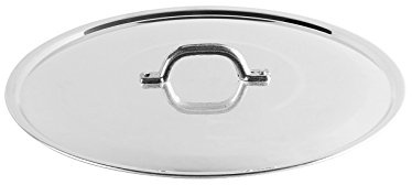 Pentole Agnelli FAMA2928 Tapa Plana con Mango, Borde y Puente, Tipo Pesado en Aluminio BLTF, Plata Pulida, 28 cm