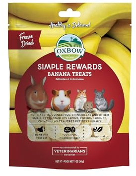 Oxbow Simple Rewards Small Pet Treats, Banana, Freeze Dried Fruit, Guinea Pig & Bunny Treats, Healthy Pet Fruit Snack for Rabbit & Guinea Pig, Freeze Dried Bananas, 1 oz Bag