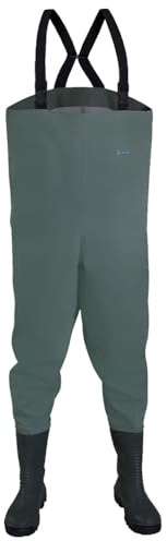 Dönges Waders Pantalon cuissard 43, avec bottes de Sécurité S5, M, gris, 256313