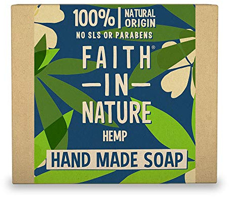 Faith In Nature Natural Hemp Hand Soap Bar, Restoring, Vegan & Cruelty Free, No SLS or Parabens, 100g