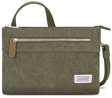 Travelon Unisex-Erwachsene Anti-Theft Heritage Cross Body Bag Umhängetasche, graugrün