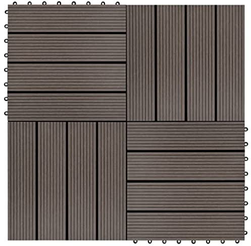 vidaXL 11x Azulejos de Terraza WPC Marrón Oscuro Losa de Patio Piso