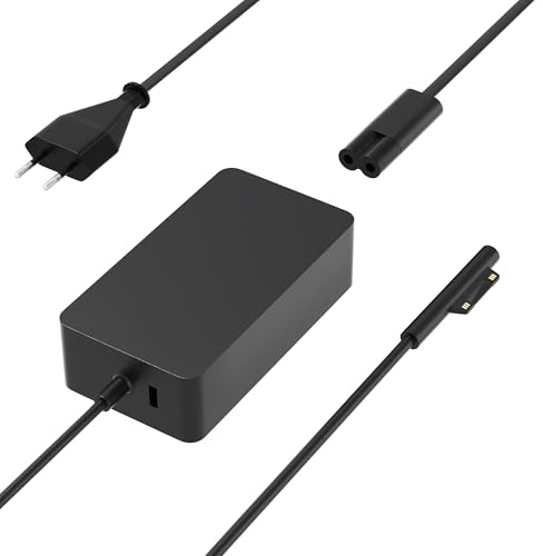 SLRIOYS 65W Windows nätadapter sladd kompatibel med Microsoft Surface Pro 3/4/5/6/7/7+/8/9/10/X Surface Laptop 7/6/5/4/3/2/1 Surface Book 3/2/1 Surface Go 4/3/2/1 Nätadapter för Windows surfplattor