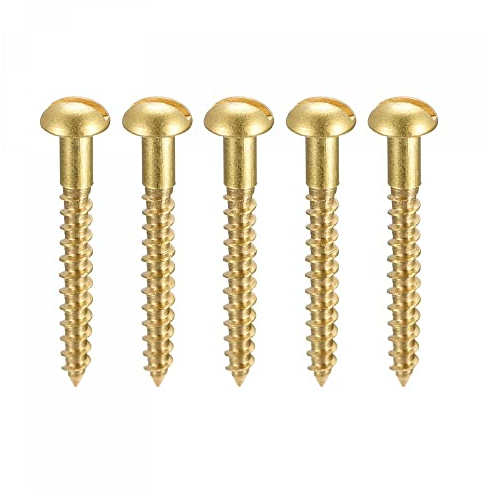sourcing map Wood Screws M2.5x20mm Brass Self-Tapping Screw 50 Pcs | Round Head