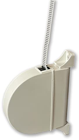 Recogedor Persiana 14mm Abatible para Montaje en Superficie. Incluye Cinta de color blanco y pintas negras. Enrollador Persiana en Plástico de Color Blanco. Fabricado en España. (Cinta 14mm)