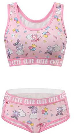 LittleForBig damer bomull camisole och trosor sport loungewear Usagi söt & mysig bralette set, ROSA, L