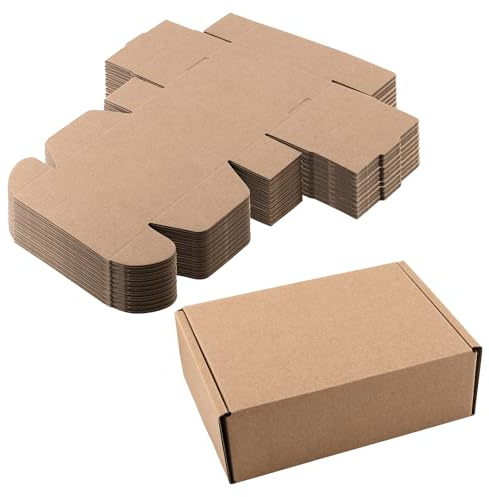 KOHAND 30-pack kartonglådor, 15 x 10 x 5 cm liten korrugerad kartonglåda, brun kraftpapper portobox för postföretag, post, lagring