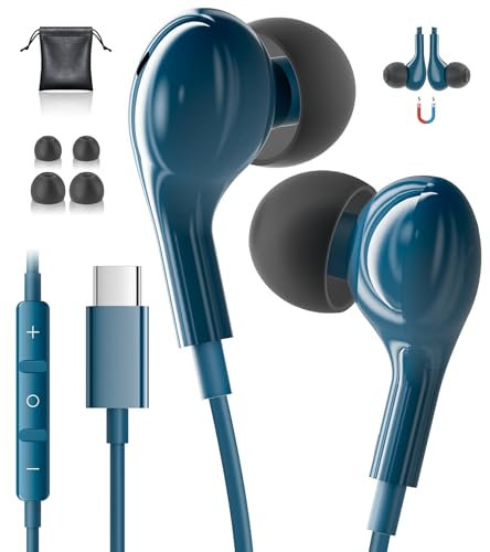 USB C Headphones for Samsung S25 S24 Ultra S23 S22 FE A55 A56 A16 Type C headphones with Microphone HiFi Wired Earbuds USB C Earphones for iPhone 17 iPhone 16 Pro Max Google Pixel 9 Pro iPad 11 10th