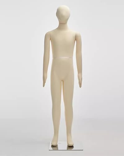 ENHEN Maniquí Cuerpo Niños Niño Niña Niño Maniquí Torso con Soporte, Cuerpo de Maniquí Beige para Sastrería/Confección, Cabeza y Brazos Desmontables(13-Year-Old)