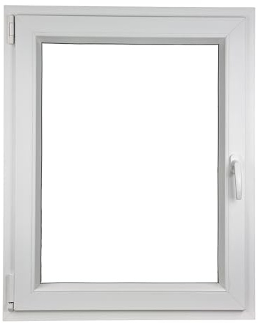 ALUCON Fenster 500x1000 mm – Kunststofffenster 50x100 cm – Flügelfenster Innen Weiß/Außen Weiß – DIN Links