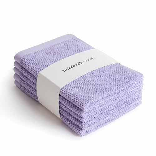 herzbach home - Spa Kollektion - 5er Set Gästehandtücher 30x50 cm 100% Baumwolle (Lavendel)