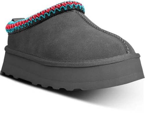metricfalcon Mini stivali da donna con plateau, pantofole da donna, pantofole da interno, senza lacci, foderate in pile di pelliccia, stivaletti corti in pelle scamosciata, 40,