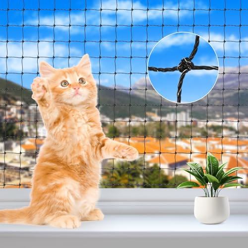 Apritsce Katzennetz Balkon, 4 X 3 M Katzenschutz Balkon, Katzennetz für Balkon Drahtverstärkt, Katzennetz mit Befestigungsseil und Zubehör, Katzenzaun für Balkone, Terrassen und Fenster