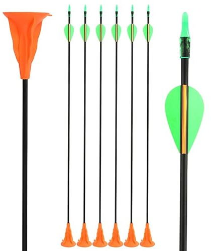 Poearcus Flecha de Tiro con Arco con Ventosa de 29 Pulgadas Flecha de práctica de Tiro con Pluma Flecha de Seguridad para Principiantes 6/12 Piezas (12)