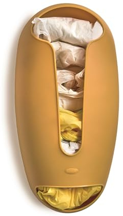 Snips Soporte para Bolsas, Organizador de Bolsas de Plástico, Soporte de Pared para Bolsas de Tela, Organizador de Bolsas para la Compra y Basura, 28.5 x 14 x 8 cm, Mostaza, Made in Italy