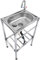 Lavello in Cucina Acciaio Inox Autoportante 1 Vasca Interno e Esterno Vasca singola Lavandino Commerciale con Supporto e Rubinetto,per Lavanderia/Ristorante/Campeggio/Giardino/Garage,Facile Da Pulire