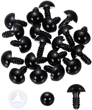 PATIKIL Occhi di Sicurezza 14mm, 40 Pezzi Occhi in Plastica per Artigianato con Pellicola Protettiva E Rondelle per Peluche Giocattoli all'Uncinetto Bambole DIY Creazioni Artigianali, Nero