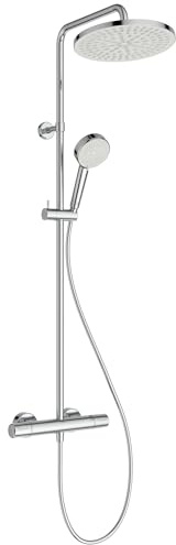 Ideal Standard Alero colonna doccia, set doccia a risparmio idrico con termostato, doccetta con due modalità di getto (Rain e SilkRain) – Cromo (315 x 510,5 x 1117 mm)