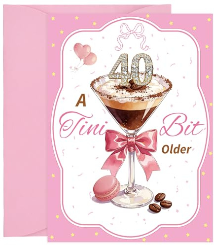Thboxes Espresso Martini 40th Birthday Card - Funny Coffee & Cocktail Birthday Gifts for Women Greeting Card for Friend Sister Daughter Wife Girlfriend