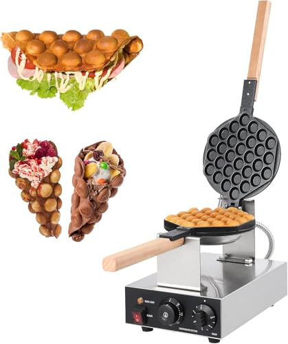 FinerFurnis Electric Bubble Waffle Maker 1400W – Non-Stick Double-Sided Egg Waffle Machine – Adjustable Temperature & Timer – Stainless Steel – Easy Clean – Ideal for Home, Cafes, Food Trucks – Model