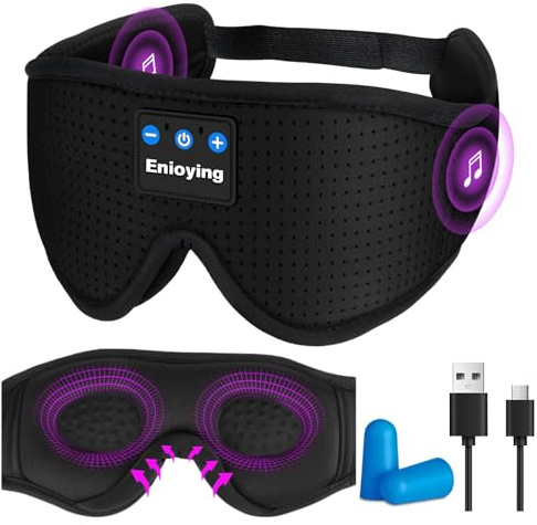 flintronic Sömnmask med hörlurar Bluetooth V5.4, Bluetooth-hörlurar med sömnlöshet, resor, yoga, meditation
