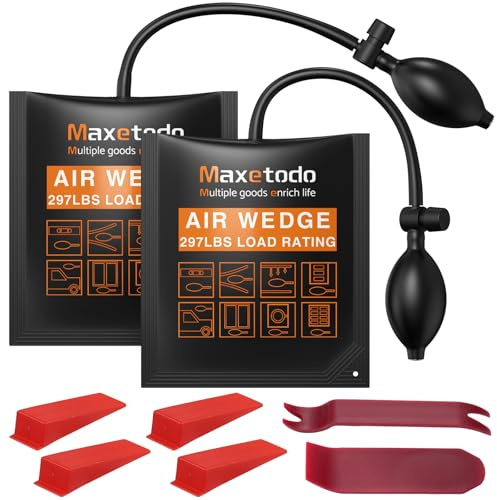 Maxetodo 2PCS Air Wedge Pump Bags,440lb Inflatable Shim for Door Furniture