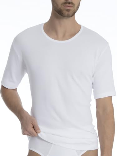 Calida Herr bomull 1:1 t-shirt av bomull undertröja i finribbad kvalitet, Vit, 52/54 SE