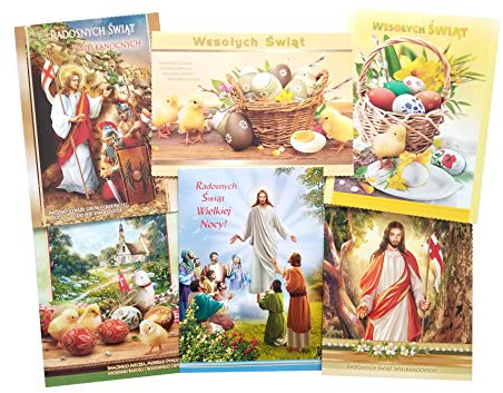 Importer AM Polish Easter Greeting Cards with Glitter (Religious & Secular)
