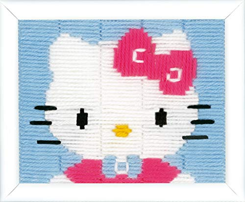 VERVACO Set Ricamo Punto Croce Bambini Hello Kitty Mezzo Punto per Bambini ca. 16 x 12,5 cm Ricamo Principianti Punto Croce Prestampato Set Fai da Te Passatempi Creativi Bambini