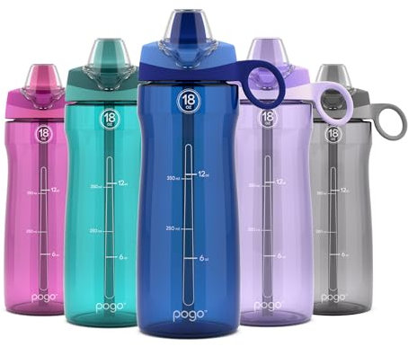 Pogo Tritan-Flasche mit weichem Stroh 18 oz, blau