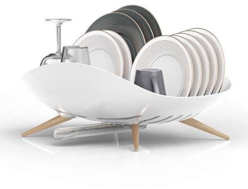 carrotez Self-Draining Dish Drying Rack, White - Wide