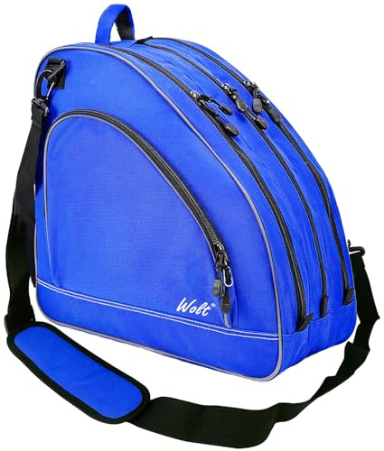 WOLT Ice Skate Bag - Inline Roller Skate Bag with Adjustable Shoulder Strap for Both Youth and Adults.blue