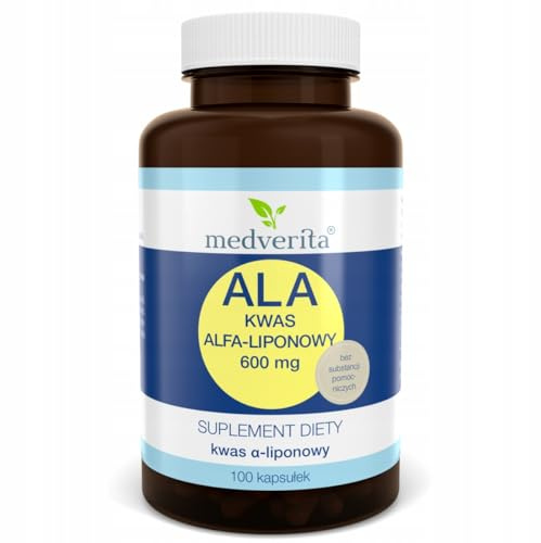 Medverita - ALA Alpha Lipoic Acid 600 mg - Lipid and Carbohydrate Metabolism - Dietary Supplement - 1 Capsule per Day - 100 Capsules