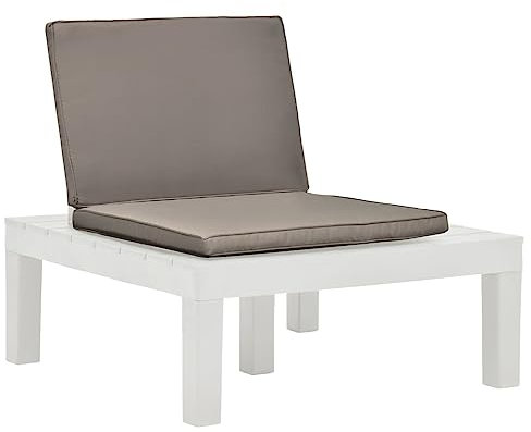 CIADAZ Tumbona de jardín con cojín plástico Blanco, Tumbonas Jardin Exterior, Tumbona Piscina, Sun Lounger, Tumbonas De Jardin, Cama Jardin Exterior, Tumbona De Playa