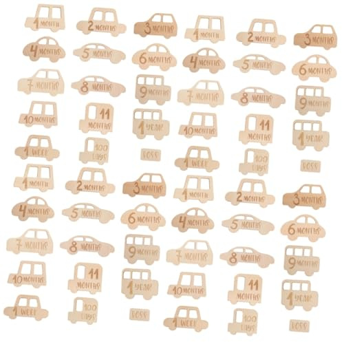 Uonlytech 60pièces Cartes Bois De Jalons pour Garçon Fille Slices Décoratifs pour Capturer Les Moments De Croissance pour Photographie De Nourrissons