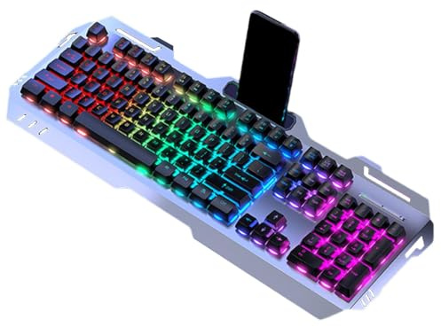 Teclado mecánico para juegos - Teclado mecánico con cable RGB - Respuesta sensible - Teclado compacto para portátil - Para escribir y aficionados - Accesorios para el ordenador
