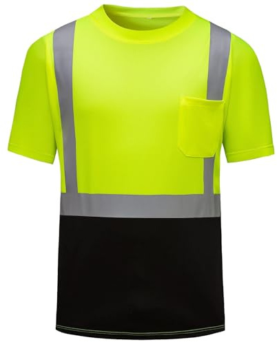 Generico T-Shirt Riflettente di Avvertimento Uomo, Maglia Alta visibilità Uomo Sicurezza Giallo Fluo Alta visibilità con Nastro Riflettente Camicia da Lavoro Maglia Top Leggera E Traspirante