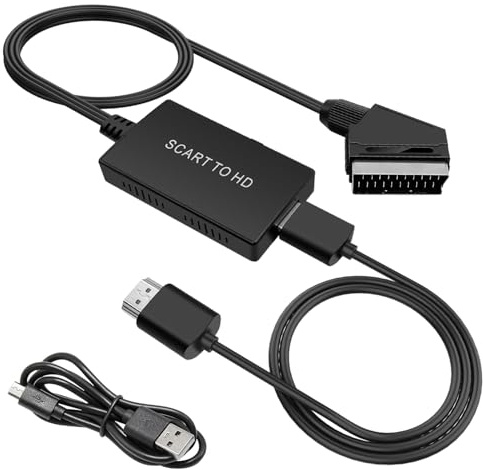 Giantdeer Convertidor SCART a HDMI con Cable, Adaptador 720P/1080P para DVD, VHS, PS3, Xbox a HDTV, Monitor, proyector